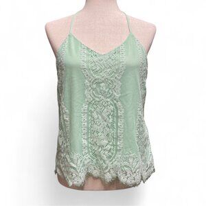 Francescas Blue Rain Mint Green Y2K Going Out Lace Overlay Fairy Tank Top Large